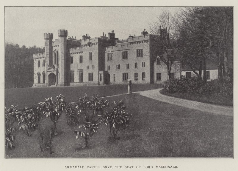 Armadalen linna, Skye, Lord Macdonaldin istuin (litho) tekijältä English School