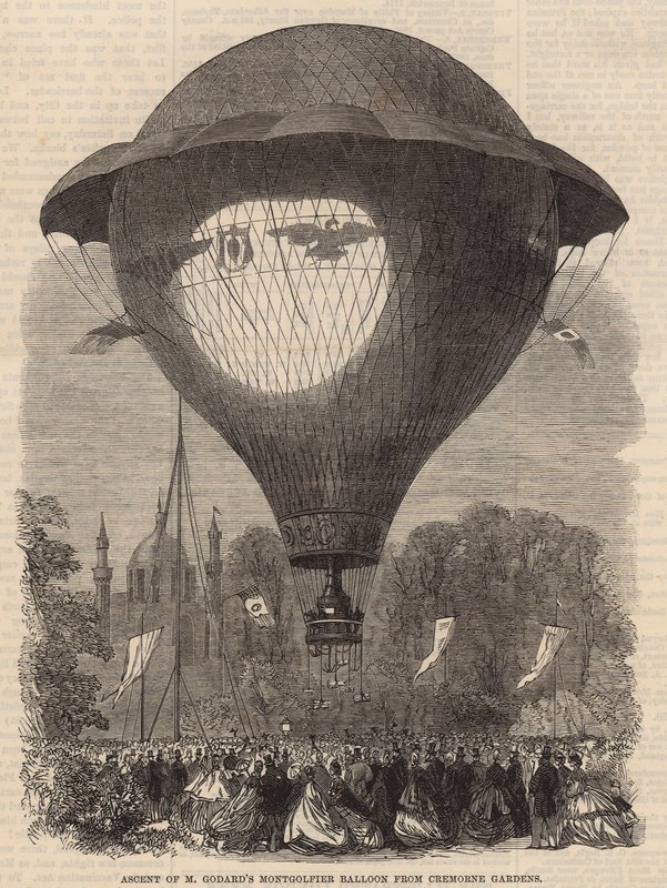 M Goddards Montgolfier -ilmapallon nousu Cremorne Gardensista tekijältä English School