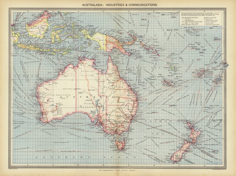 Australasia, teollisuus ja viestintä (väri litho) tekijältä English School