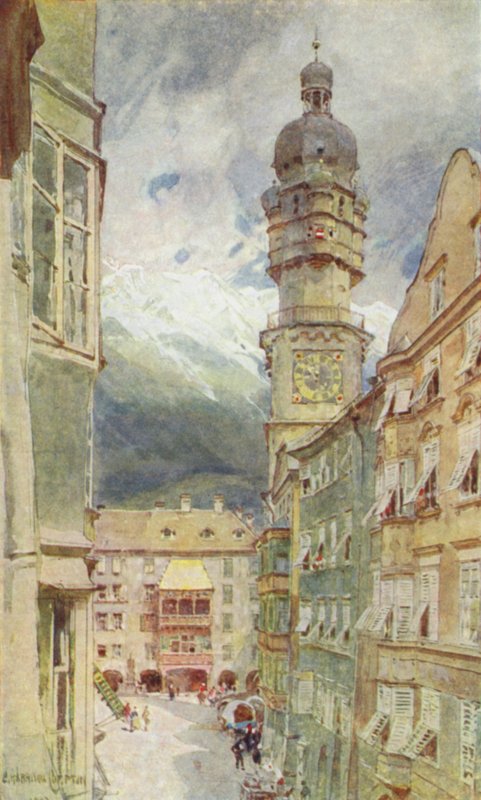 Itävalta: Innsbruck (värillinen litografia) tekijältä English School