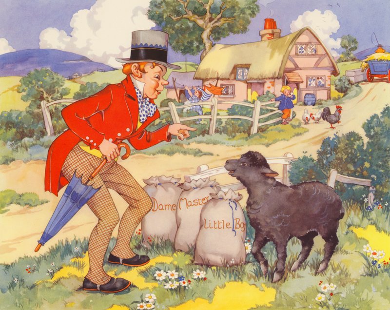 Baa, baa, musta lammas (värilitografia) tekijältä English School