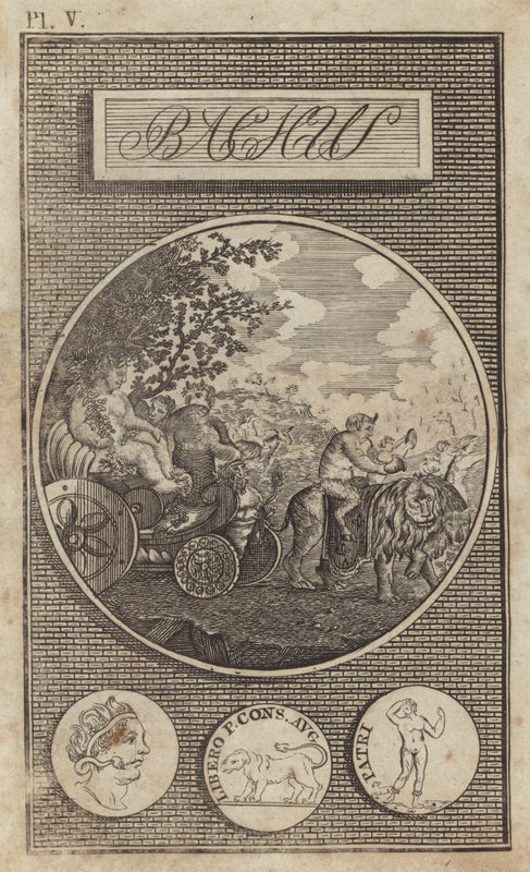 Bacchus, antiikin roomalainen viinin jumala (kaiverrus) tekijältä English School
