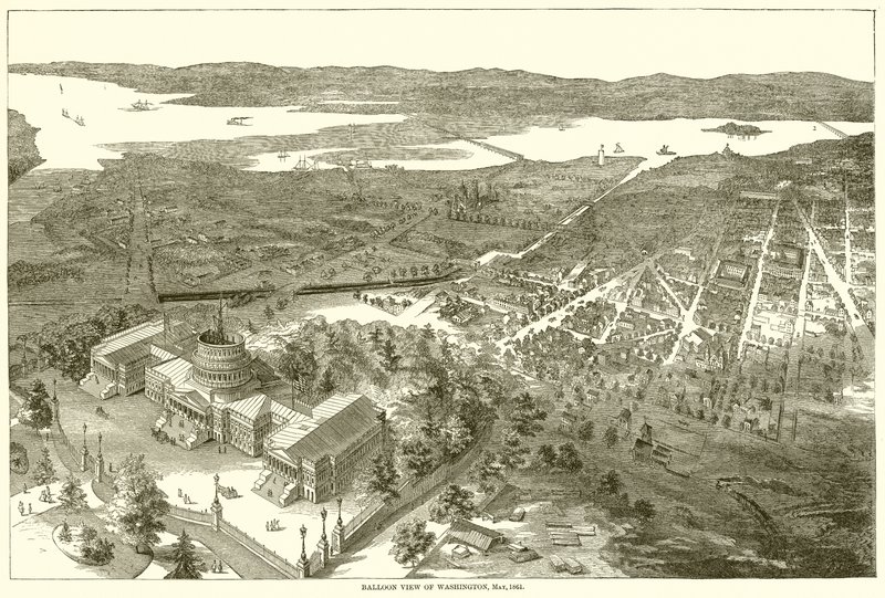 Ilmapallonäkymä Washingtonista toukokuussa 1861 tekijältä English School