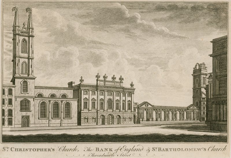 Bank of England, East Wing lisäsi Sir Robert Taylor, 1765 tekijältä English School