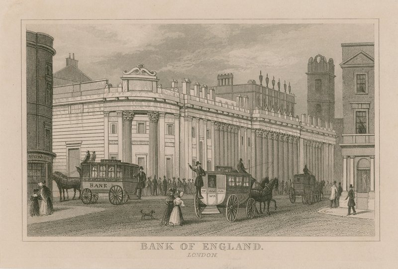 Bank of England, Sir John Soanes South Front, 1823 tekijältä English School