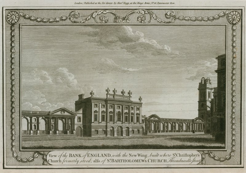 Bank of England, West Wing lisäsi Sir Robert Taylor, 1783 tekijältä English School