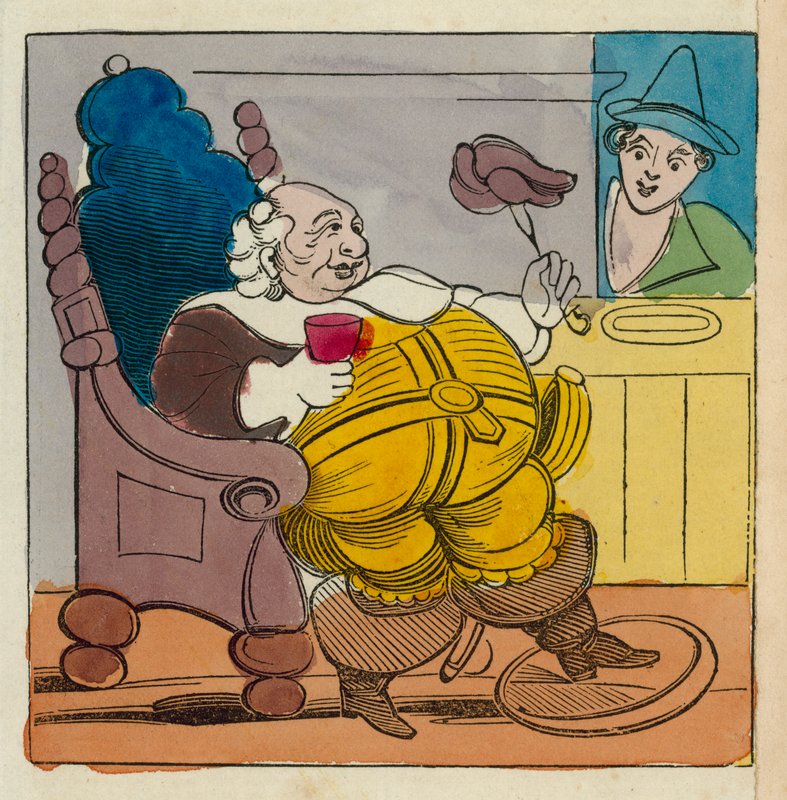 Shakespearen kauneudet: Falstaff (värillinen kaiverrus). tekijältä English School