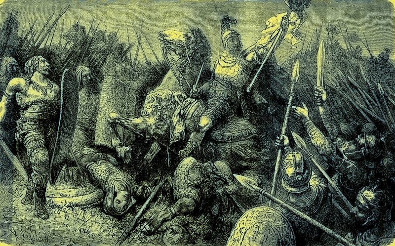 Belisarius johtaa Rooman armeijaa gootteja vastaan, kuvitus teoksesta The Illustrated History of the World, julkaistu n. 1880 (digitaalisesti paranneltu kuva) tekijältä English School