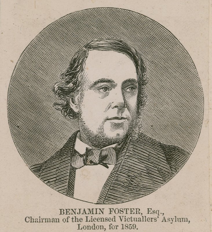 Benjamin Foster, Licensed Victuallers Asylum -järjestön puheenjohtaja, Lontoo, 1859 tekijältä English School