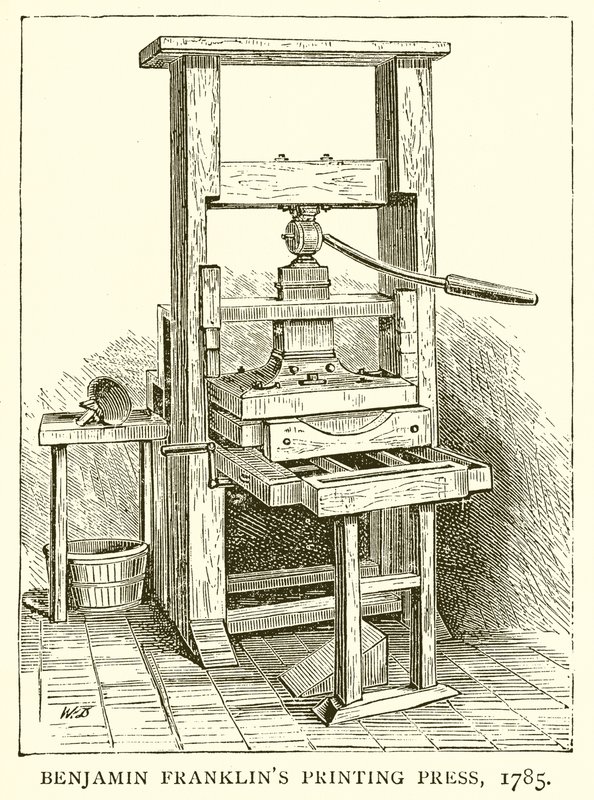 Benjamin Franklinin kirjapaino, 1785 tekijältä English School
