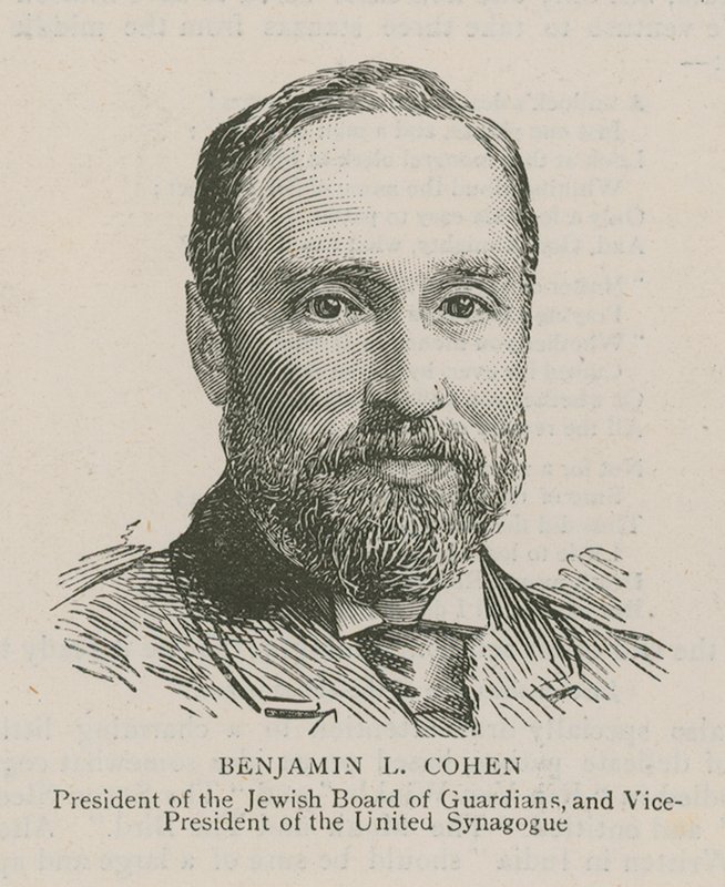 Benjamin L. Cohen, Jewish Guardiansin hallituksen puheenjohtaja ja Yhdistyneen synagogan varapresidentti tekijältä English School
