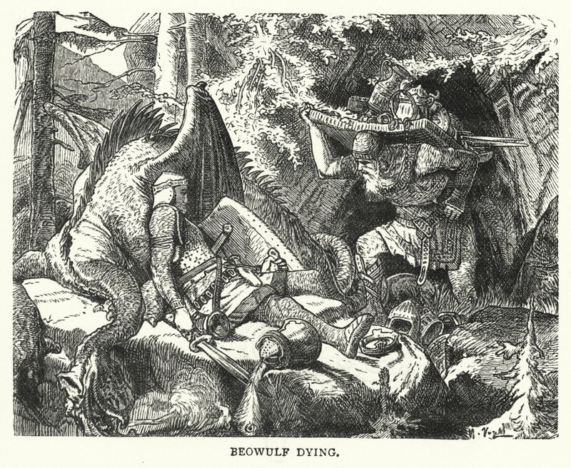 Beowulf kuolee (kaiverrus) tekijältä English School