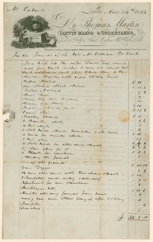 Bill Thomas Martinilta, Coffin Maker & Undertaker, liittyen herra William Eubankin hautajaisiin tekijältä English School