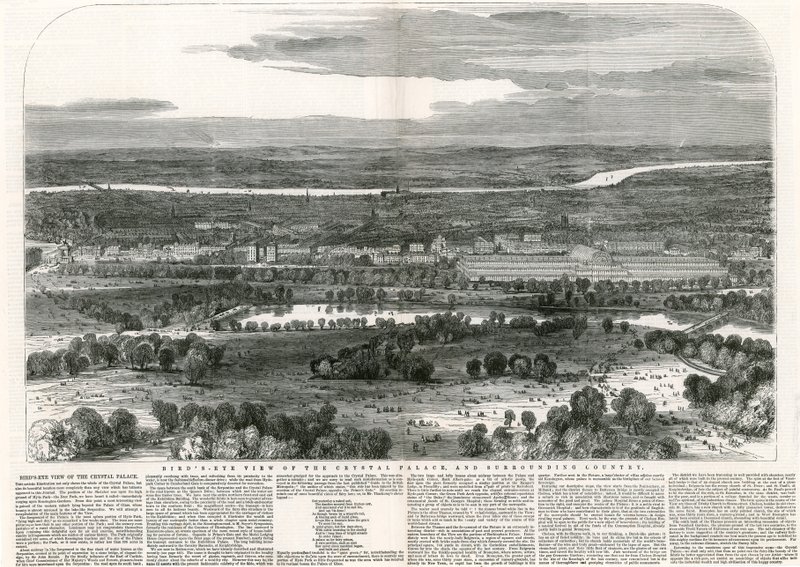 Lintunäköala kristallipalatsiin ja ympäröivään maahan, suuri näyttely, 1851 tekijältä English School