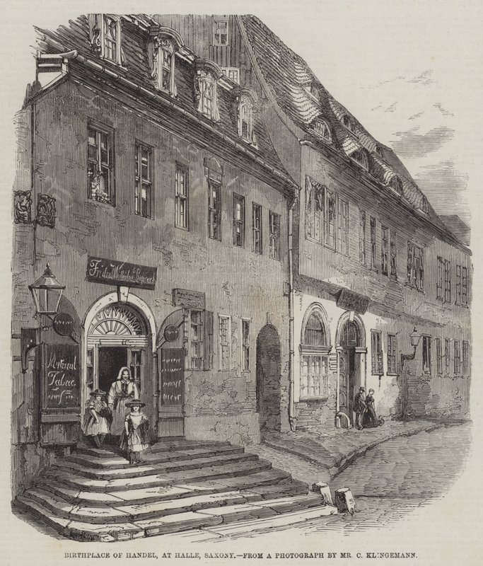 Händelin syntymäpaikka, Halle, Saksi (kaiverrus) tekijältä English School