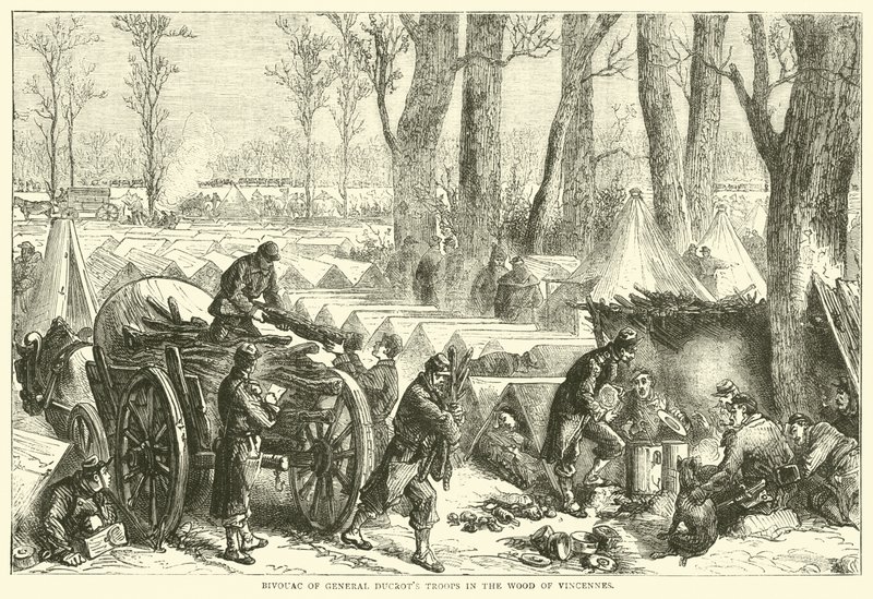 Kenraali Ducrotsin joukkojen bivouac Vincennesin metsässä, lokakuu 1870 tekijältä English School