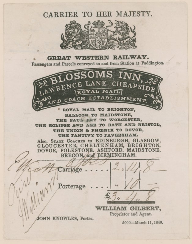 Blossoms Inn, Lawrence Lane, Cheapside, Bill tekijältä English School