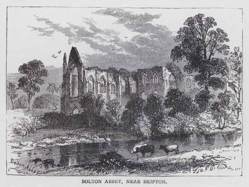 Bolton Abbey, lähellä Skiptonia (kaiverrus) tekijältä English School