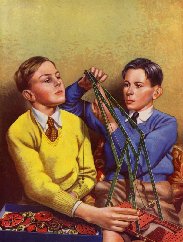 Poikien rakentaminen lelurakennussarjalla (väri litho) tekijältä English School