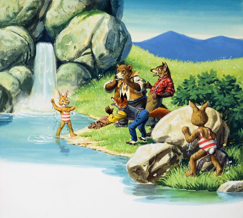 Brer Rabbit uimassa (guassi paperille) tekijältä English School