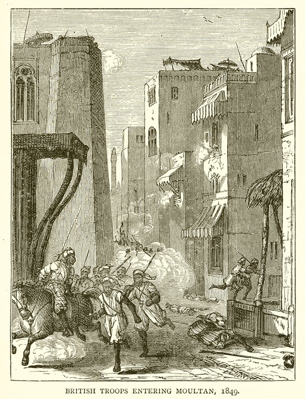 Brittijoukot saapuvat Moultaniin, 1849 tekijältä English School