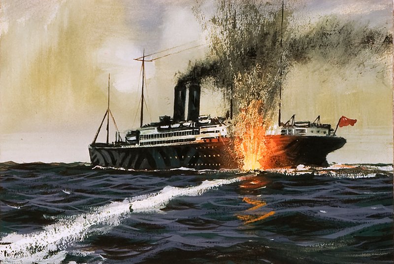 Brittialukseen osui torpedo tekijältä English School