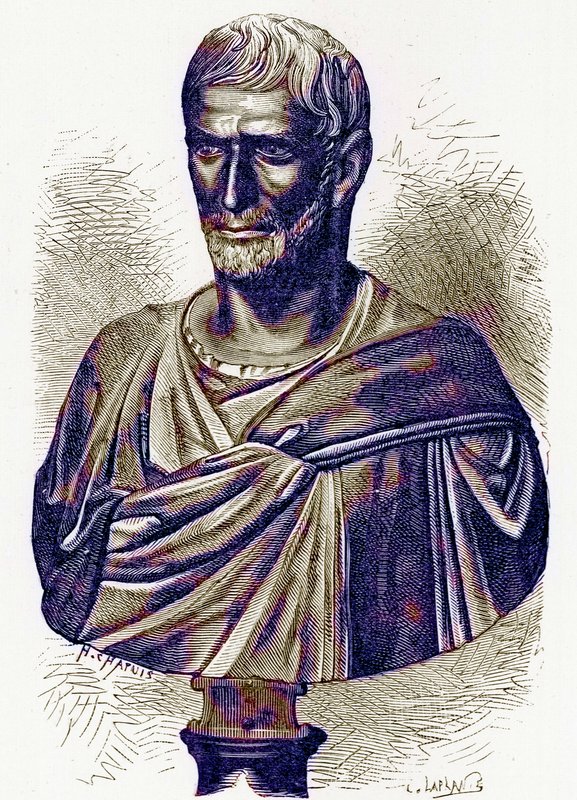 Brutus, rintakuva Capitolissa, Victor Duruyn kuvitus Rooman historiasta, julkaistu 1884 (digitaalisesti paranneltu kuva) tekijältä English School