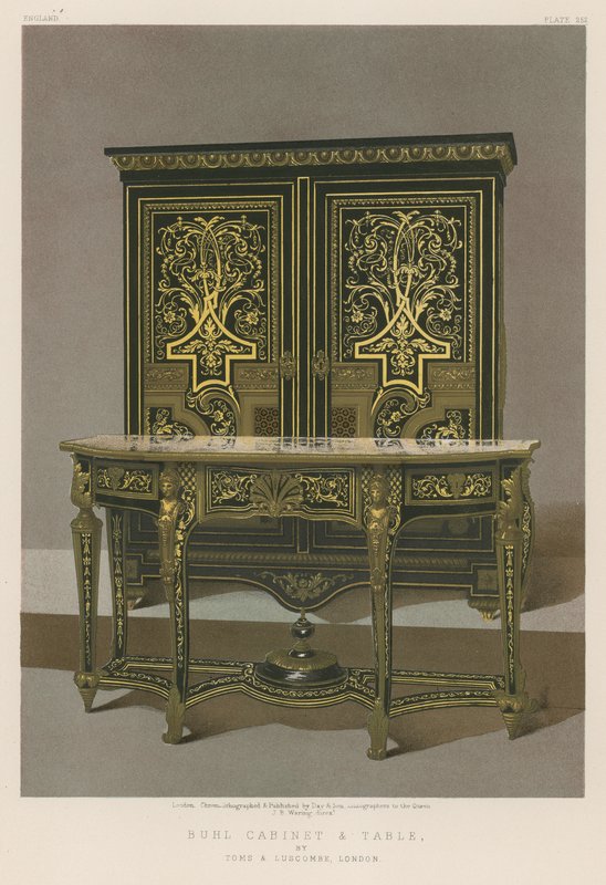 Buhl Cabinet and Table, Toms and Luscombe, Lontoo tekijältä English School