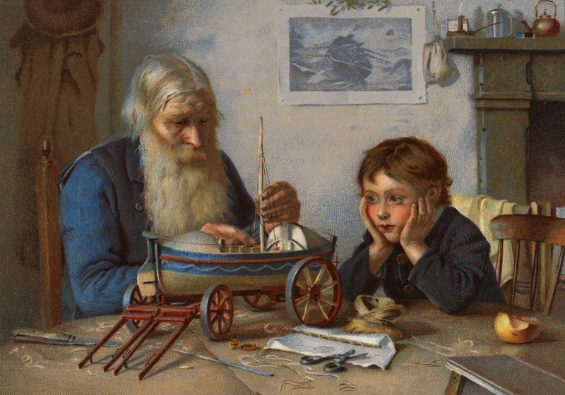 Pelastusveneen rakentaminen (väri litho) tekijältä English School