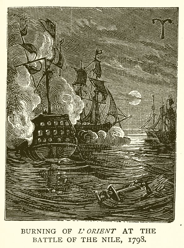 LOrientin polttaminen Niilin taistelussa, 1798 tekijältä English School