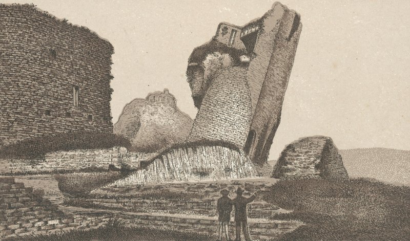 Caerphilly Castle, Kalteva torni (litho) tekijältä English School