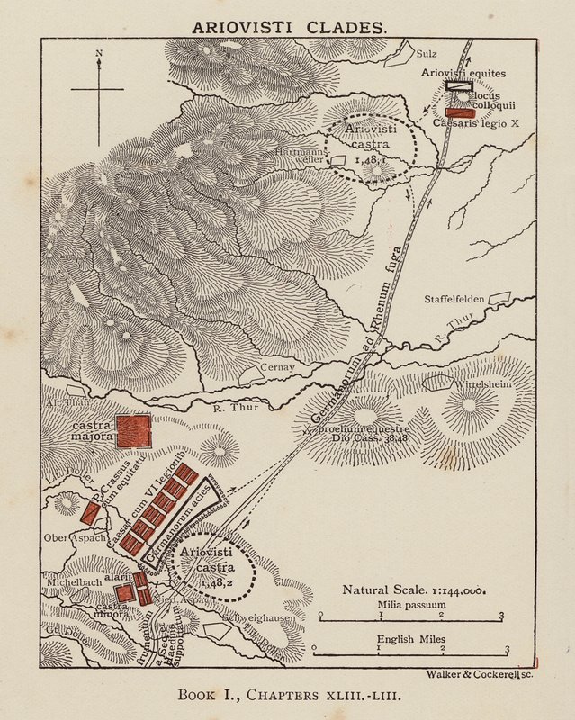 Caesar, Gallian sota: Ariovistien klaadit (litografia) (litografia) tekijältä English School