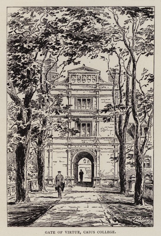 Cambridge: Hyveen portti, Caius College (etsaus) tekijältä English School