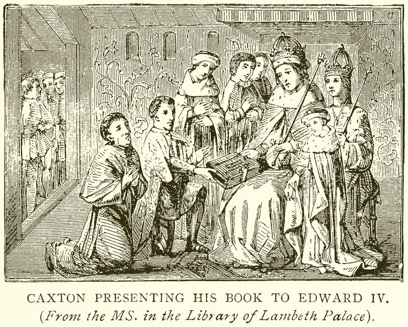 Caxton esittelee kirjansa Edward IV:lle tekijältä English School