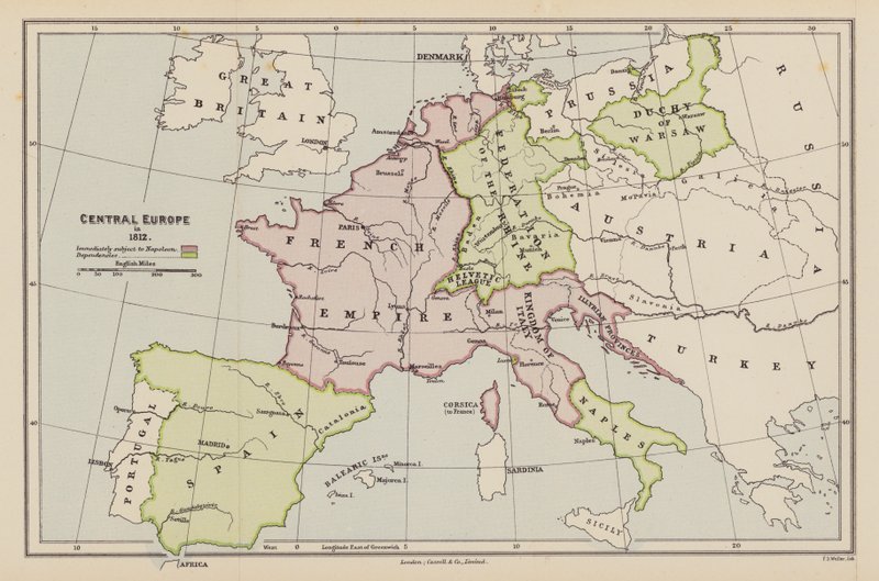 Keski-Eurooppa vuonna 1812 (värilitro) tekijältä English School