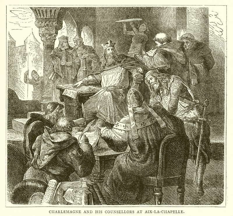 Charlemagne ja hänen neuvonantajansa Aix-la-Chapellessa tekijältä English School