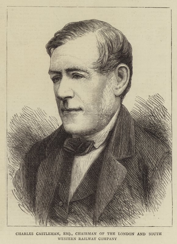 Charles Castleman, Esquire, Lontoon ja South Western Railway Companyn puheenjohtaja (kaiverrus) tekijältä English School