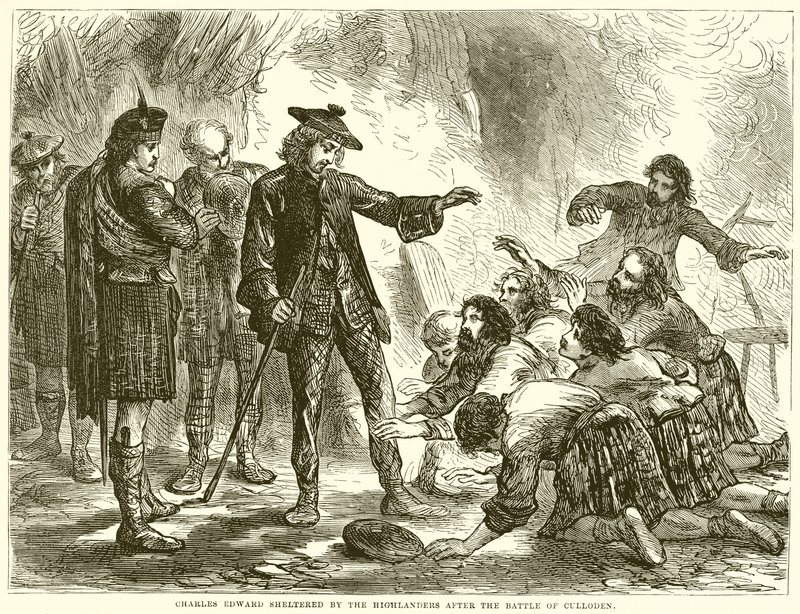 Charles Edward suojattiin Highlandersilta Cullodenin taistelun jälkeen tekijältä English School