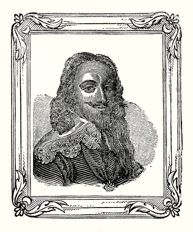 Kaarle I syntyi vuonna 1600, kruunattiin vuonna 1625 ja mestattiin vuonna 1649 (kaiverrus) tekijältä English School