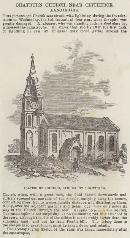 Chatburn Church, lähellä Clitheroea, Lancashire (kaiverrus) tekijältä English School
