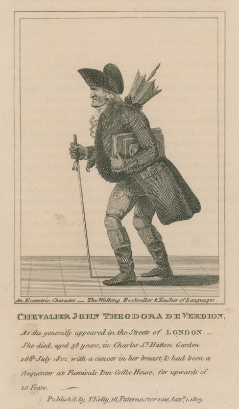 Chevalier John Theodora De Verdion, Kävelevä kirjakauppias ja kielten opettaja tekijältä English School