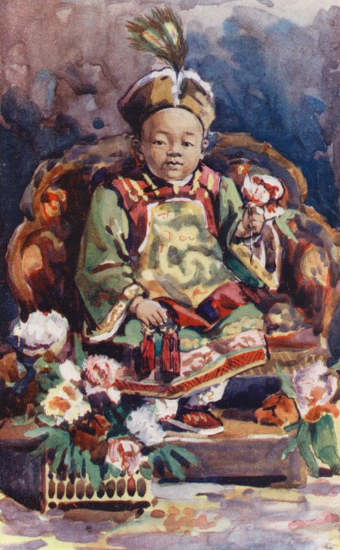 Kiinan lapset: Kiinan keisari (värilitografia). tekijältä English School
