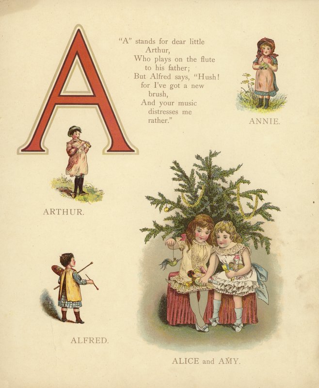 Lasten nimet: Annie, Arthur, Alfred, Alice, Amy (väri litho) tekijältä English School