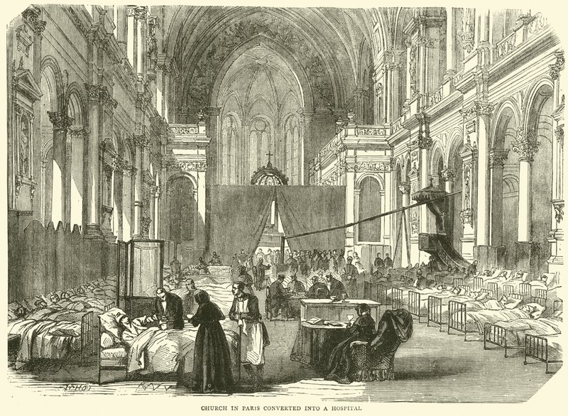 Pariisin kirkko muutettiin sairaalaksi marraskuussa 1870 tekijältä English School