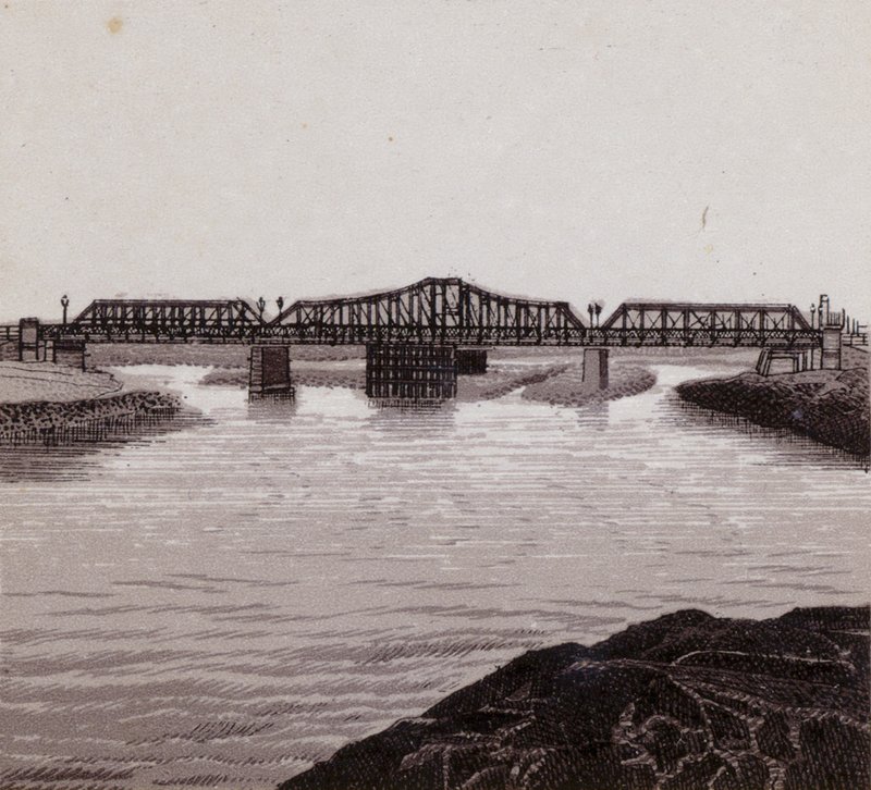 Clarence Bridge, Cardiff (litho) tekijältä English School