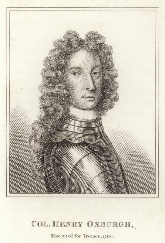 Eversti Henry Oxburgh, teloitettiin maanpetoksesta, 1716 tekijältä English School