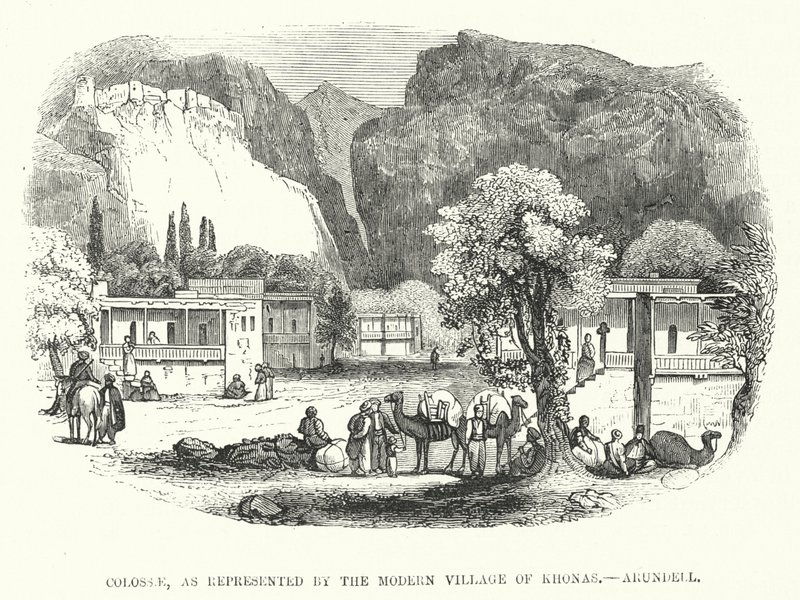 Colossae, representada pel Modern Village of Khonas, Arundell (gravat) finlandès tekijältä English School