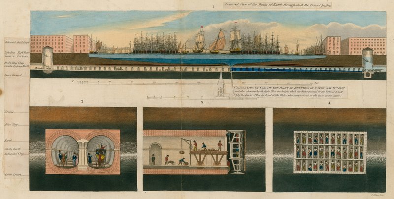 Värillinen näkymä maan kerroksista, joiden läpi tunneli kulkee tekijältä English School