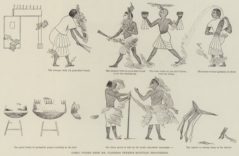 Comic Frieze herra Flinders Petrien Egyptin löydöistä (kaiverrus) tekijältä English School