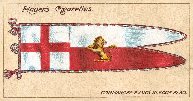 Komentaja Evansin rekilippu (chromolitho) tekijältä English School